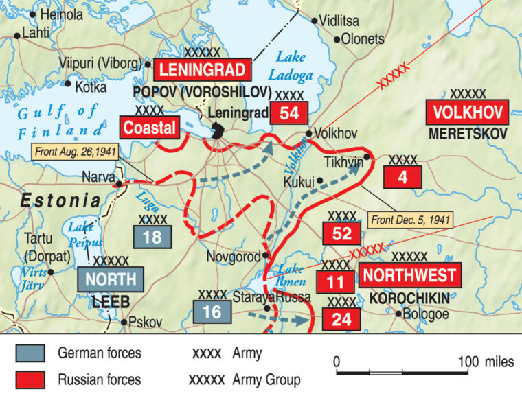 What does a battle of leningrad map show? See how the city was surrounded and key fight zones!