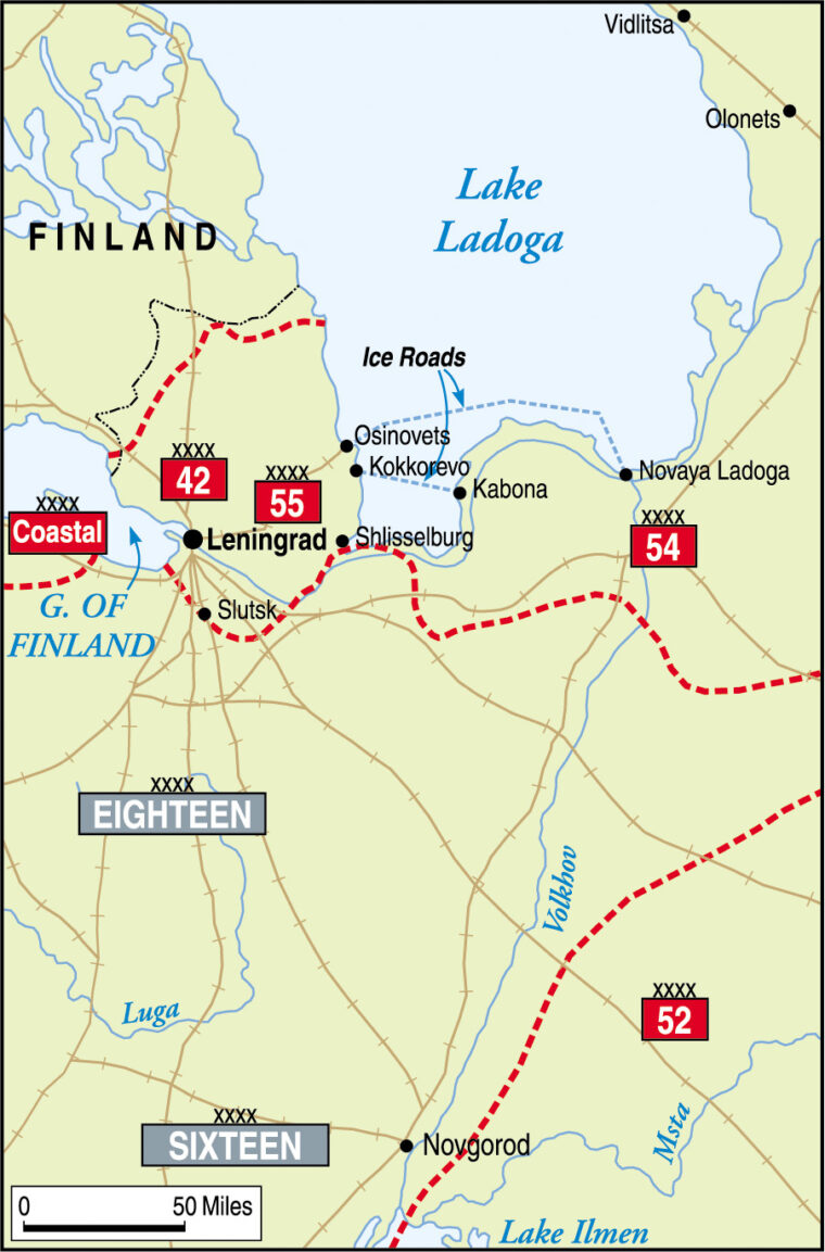 What does a battle of leningrad map show? See how the city was surrounded and key fight zones!