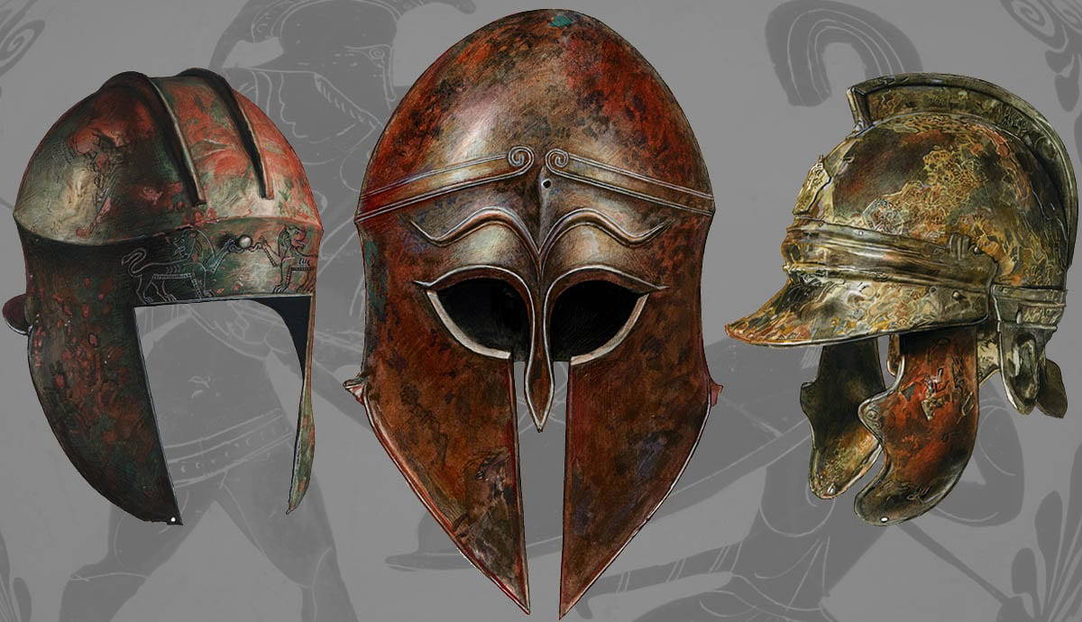 What kinds of ancient greek war helmets were there? Learn about the key types they wore.