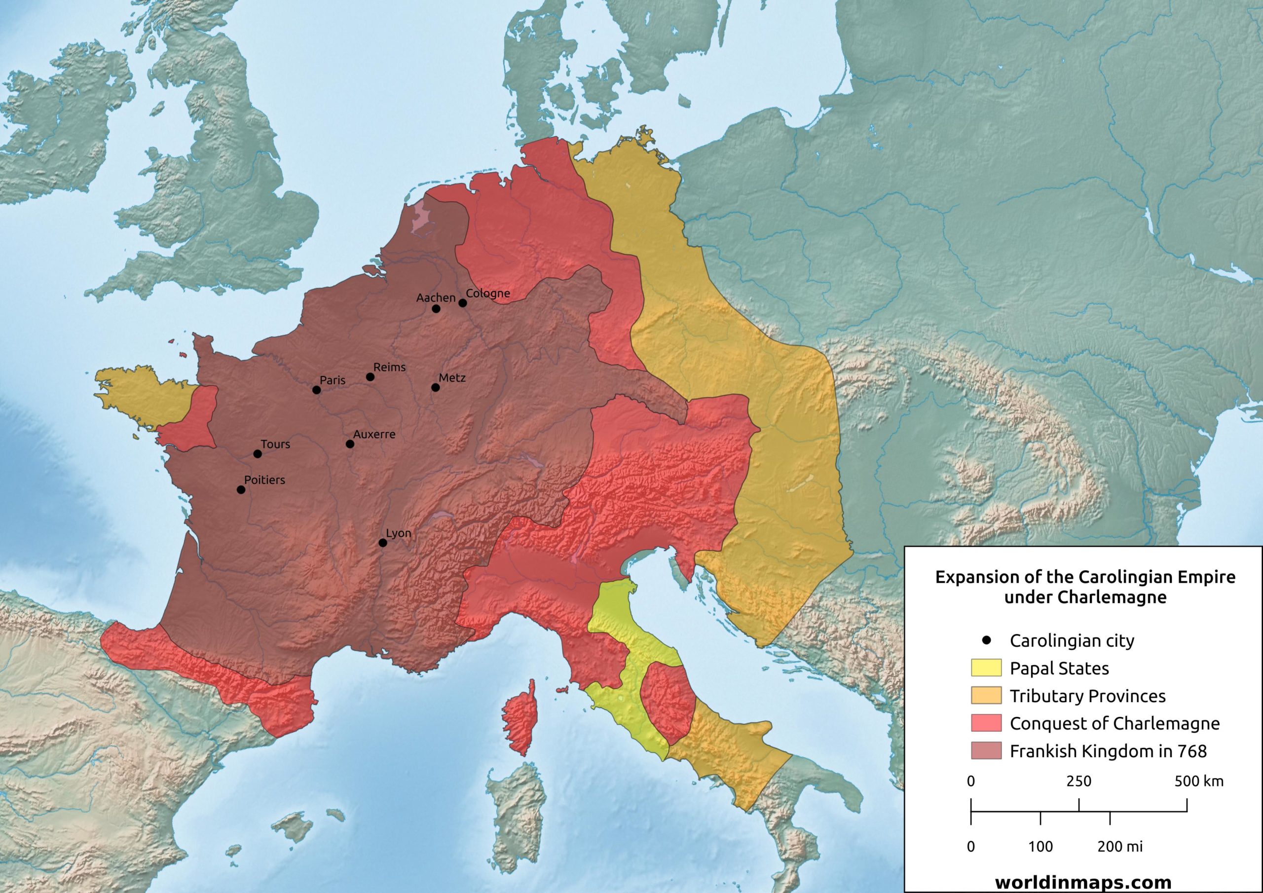 Charlemagne Empire Map Find The Lands Emperor Charles Controlled