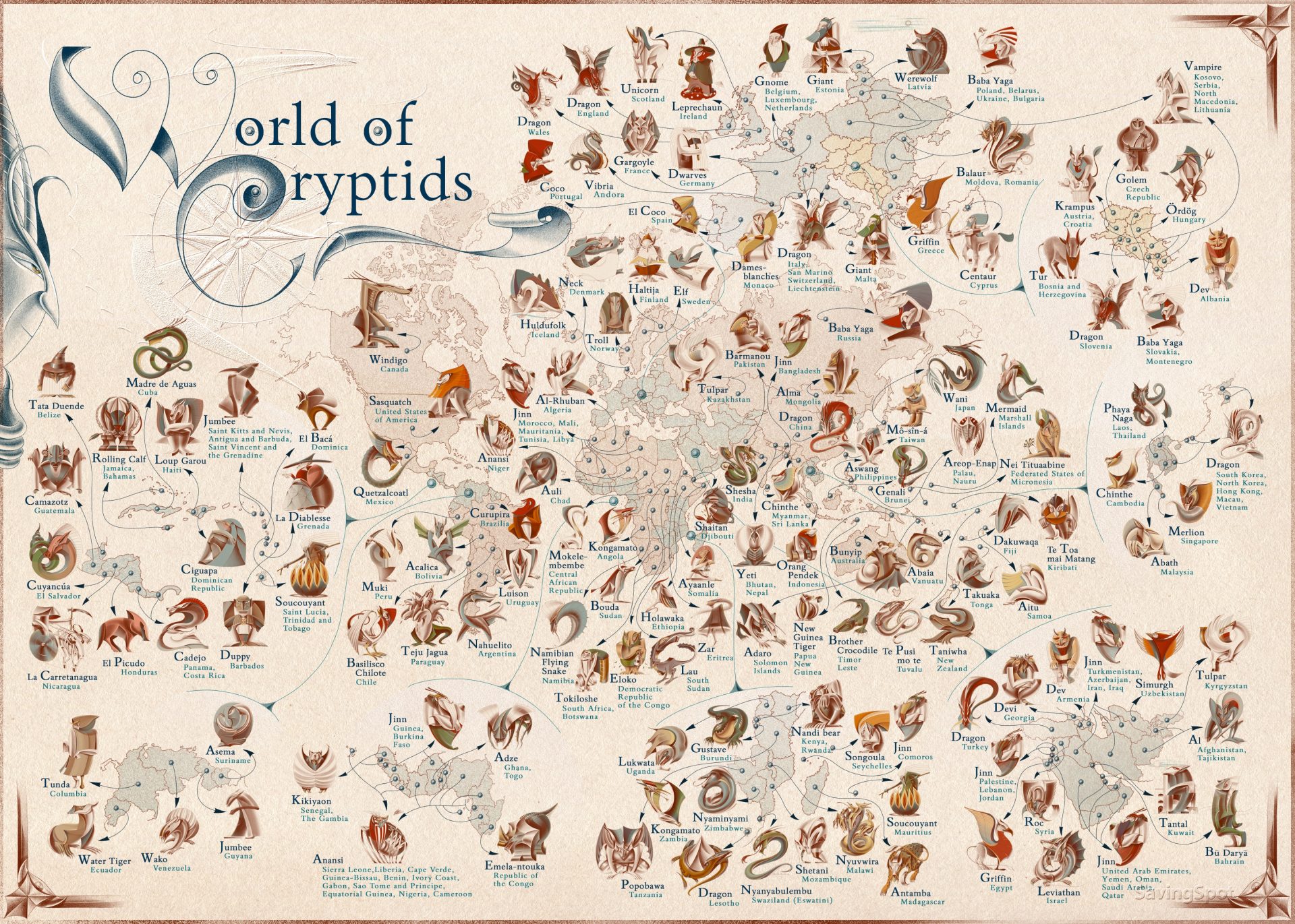 where to find frightening mythical creatures top countries with dark legends