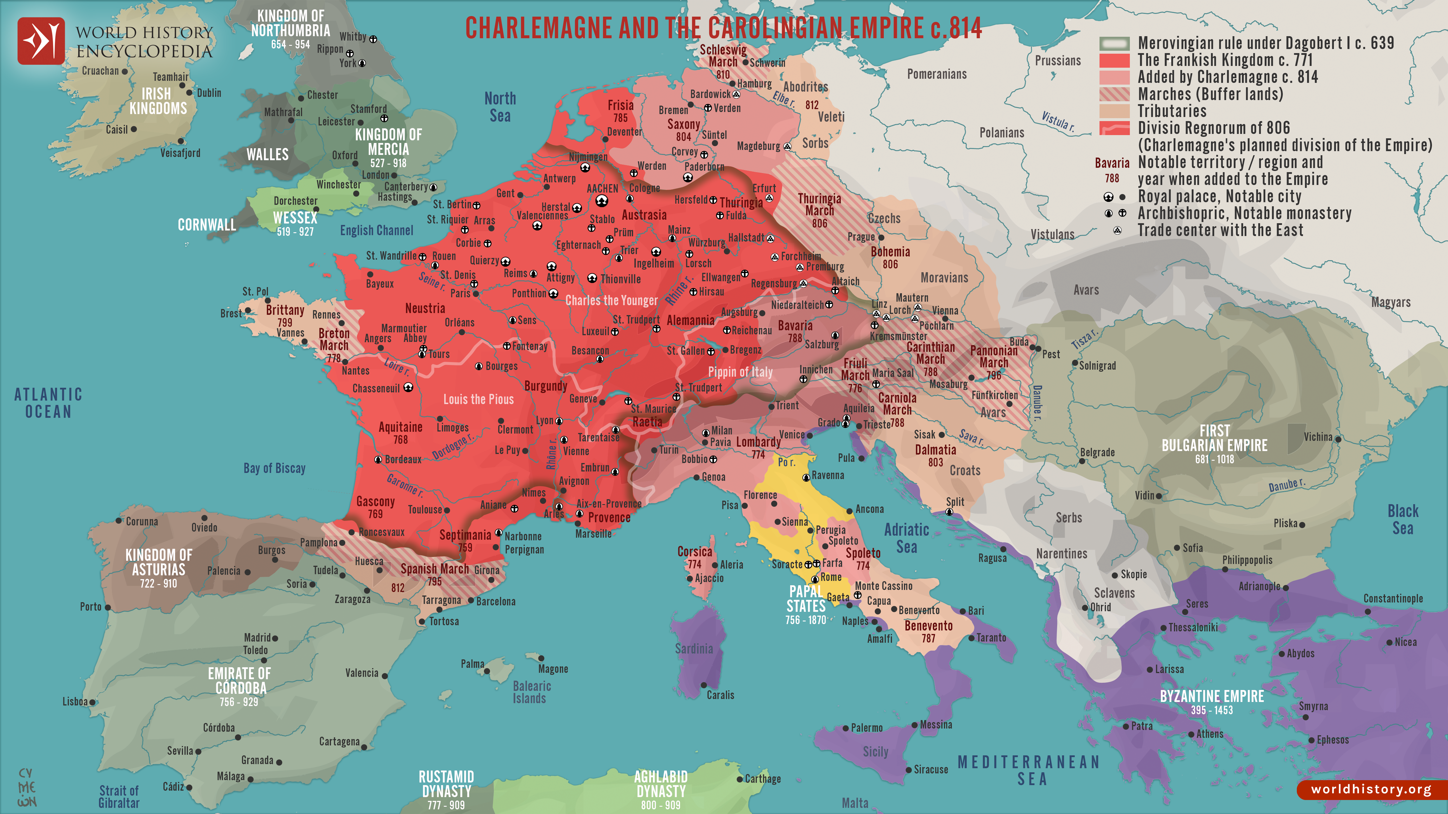 Charlemagne Empire Map Find The Lands Emperor Charles Controlled