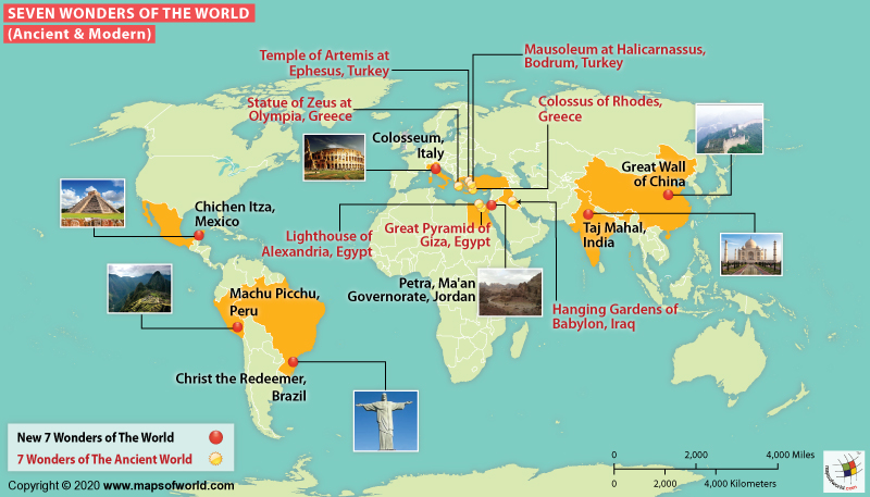 Best Map of the 7 Wonders of the World for Explorers and History Fans!