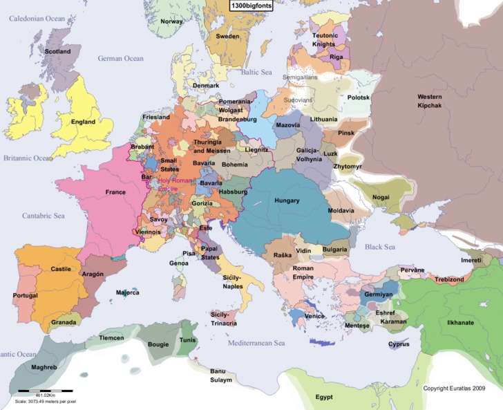 How to find map of europe 1300 online? Free sources for students and teachers.